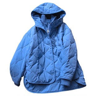 纯色休闲版型绗缝针织拼接假两件2025冬季新款长袖女羽绒棉服B676