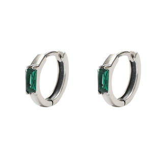 YiJian 925纯银耳扣潮流街头百搭耳钉男耳环女极简个性耳饰绿色