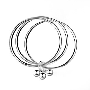 三生三世纯银手镯女9999年轻款铃铛镯子福莲蓬配件手饰送女友礼物