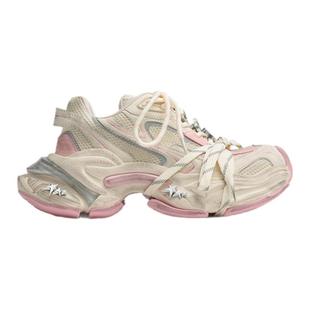 2025新款女鞋休闲百搭个性白色增高厚底老爹鞋女夏网面轻盈透气潮