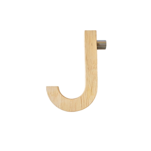 15mm圆孔径洞洞板配件J形榉木挂钩原木免打孔收纳置物实木钩
