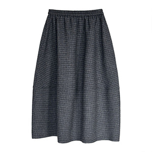 复古格子高级感冬装半身裙女灯笼花苞半裙百搭轻奢小众不撞款裙子