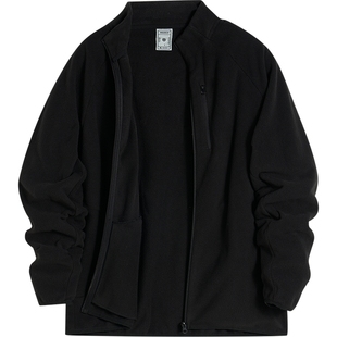 准者运动保暖摇粒绒外套男子春秋新款针织户外篮球训练教练服