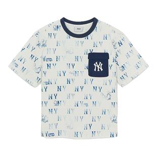 MLB儿童官方男女童防水凉感潮奢圆领宽松满印老花T恤26春夏新款