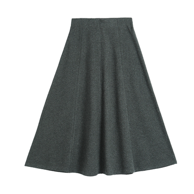 灰色毛呢半身裙女秋冬高腰显瘦