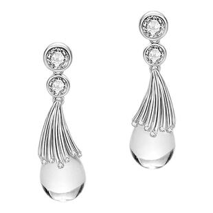iSTONE/石头记水花天然白水晶耳环轻奢气质精致水滴耳坠纯银耳钉