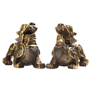 黄铜貔貅摆件一对公母招财皮丘家居店铺阳台入户大门口摆饰特大号