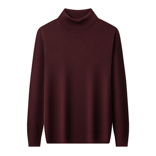 奢享品质100%美丽诺精纺羊毛衫男冬季高端轻暖贴身高领打底针织衫