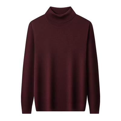 100%美丽诺精纺羊毛衫男高领针织