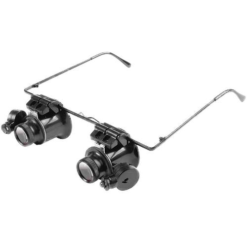 拜斯特20倍放大镜LED白光头戴式眼镜钟表电子电路修理扩大镜工具