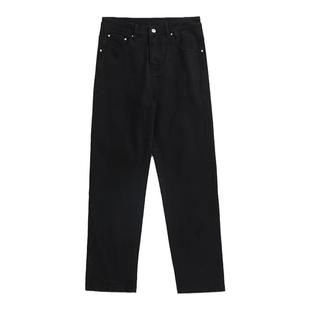 BurnBro美式高街弹力黑色直筒牛仔裤男vibe风百搭宽松休闲长裤子