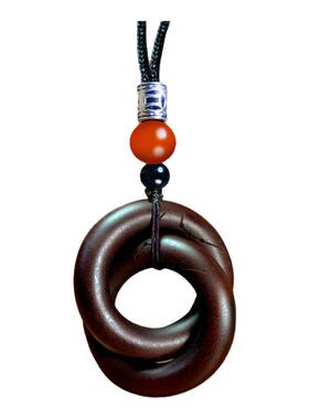 龙虎山天然枣木桃木乾坤圈张至顺同款乾坤吊坠整木雕刻手把摆件