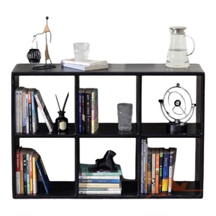 黑色高级感柜子进口橡木格子柜落地储物柜实木组合柜电视柜置物架