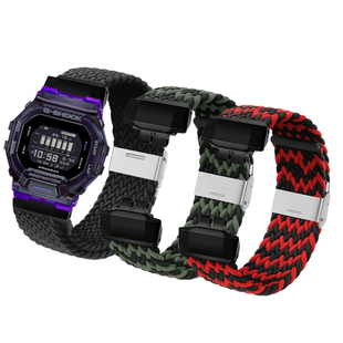 适配卡西欧小方块GBD-200-1/2/9GBD-200SM黑武士弹力尼龙编织表带