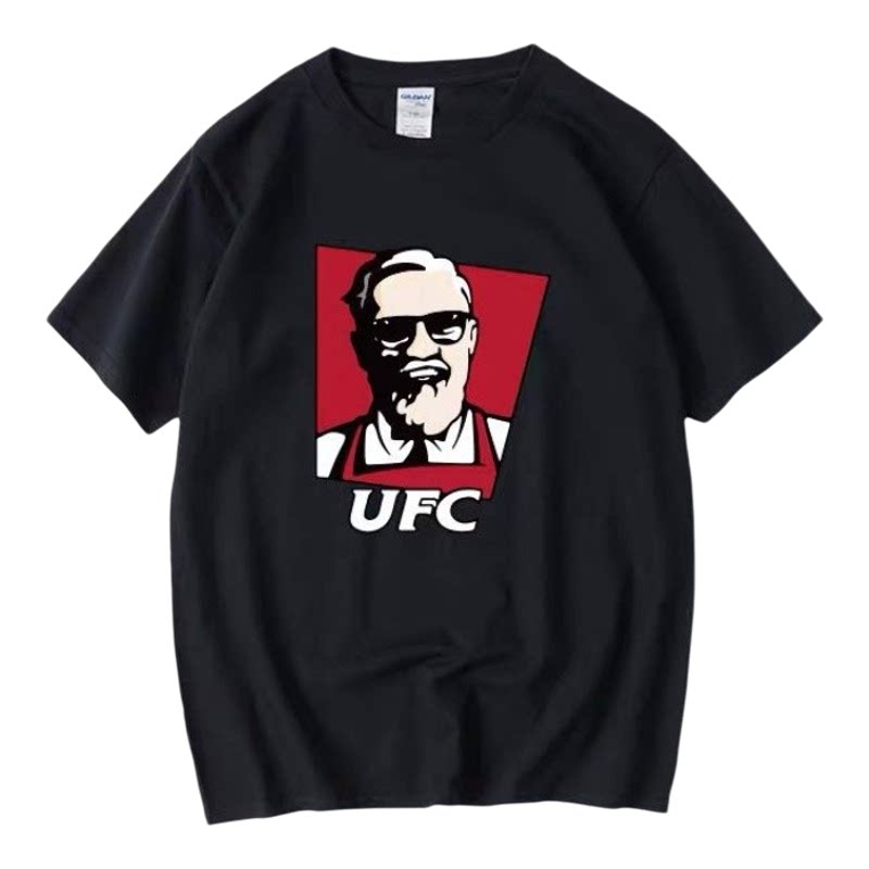 美式潮牌趣味格斗UFC恶搞印花短袖T恤男女宽松休闲圆领定制上衣服
