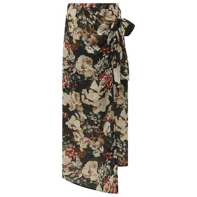 COCOBELLA复古印花绑带半身裙