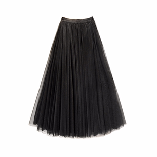 2025春夏裙装新款欧根纱蓬蓬裙半身裙A字裙中裙伞裙高腰裙网纱裙