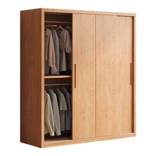 纯实木衣柜家用卧室新款2025爆款推拉门定制原木衣橱全实木免安装