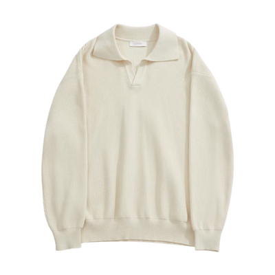 YUXIAN余闲翻领套头毛衣重磅保暖