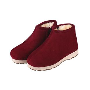 冬季手工棉鞋女款加绒防滑保暖月子鞋棉拖鞋男包跟居家妈妈中老年