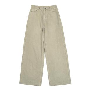 CountryMoment 纯棉卡其色基础百搭宽松牛仔长裤美式休闲阔腿裤女