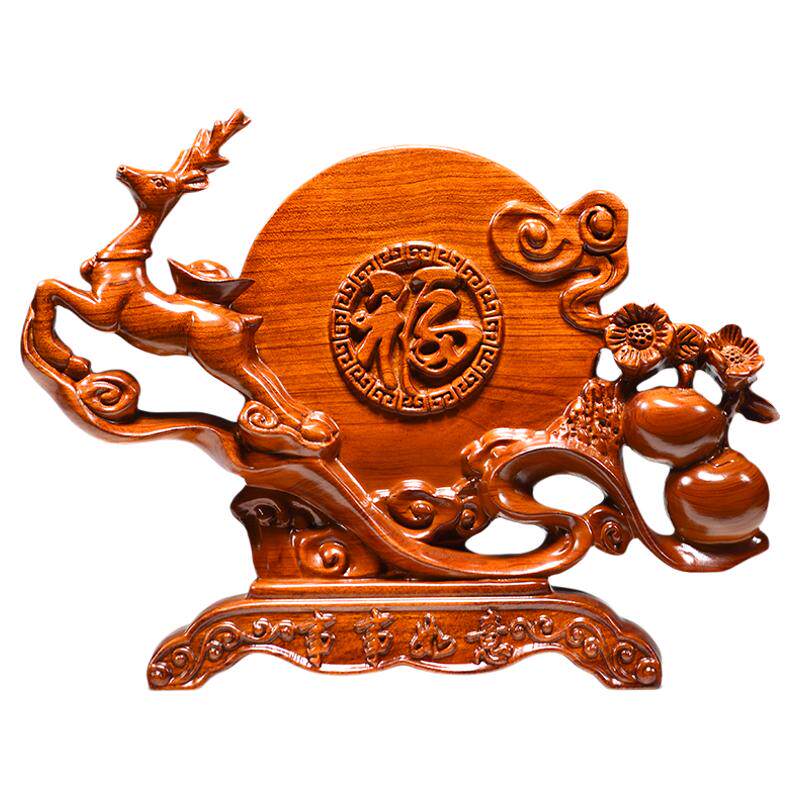 花梨客厅木雕梅花鹿摆件工艺品