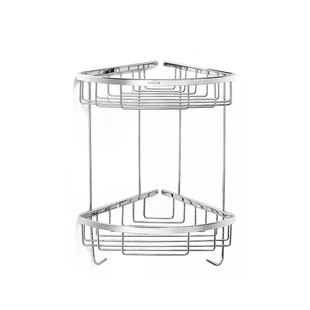 摩恩浴室置物架单层三角篮卫生间墙角双层收纳篮全铜 90102/90104