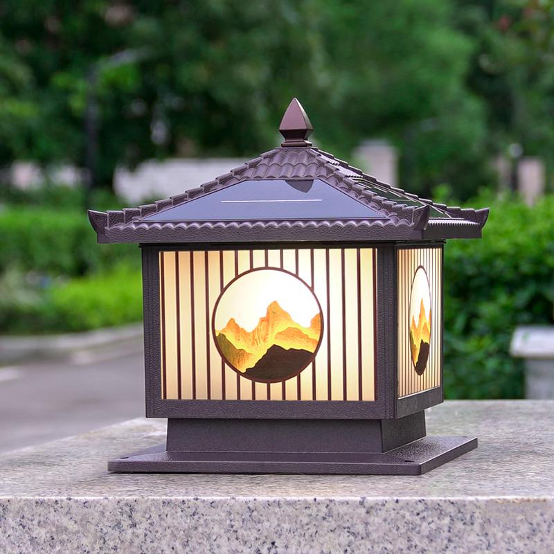 太阳能柱头灯庭院别墅大门两侧柱子灯户外防水入户门垛门柱围墙灯