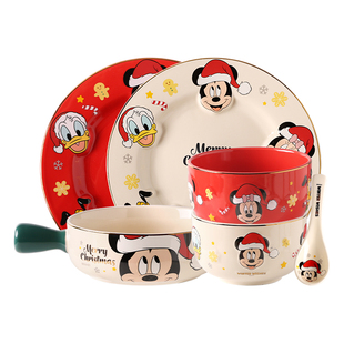 川岛屋迪士尼圣诞节餐具碗碟套装家用可爱一人食礼盒圣诞礼物女生