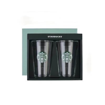 韩国直邮STARBUCKS新款星巴克经典透明水杯咖啡杯茶杯套盒2p