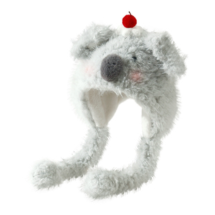 可爱考拉毛绒帽女冬耳朵会动显脸小加厚加绒保暖防寒护耳雷锋帽子