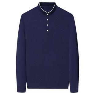 长袖t恤男士立领纯棉秋冬季上衣服男体恤休闲加绒保暖打底衫男装