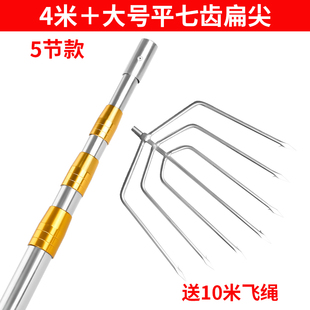 库手工鱼叉多功能可伸缩超硬带钢鱼叉大倒I刺不锈钢鱼叉头杆叉销