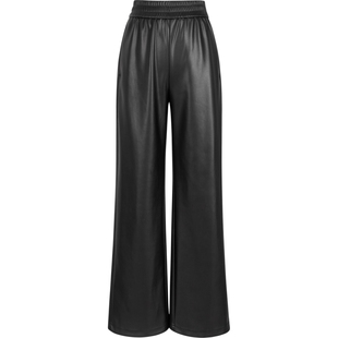 衣香丽影黑色亮面皮裤休闲裤女2025年秋冬季新款宽松加绒直筒裤子