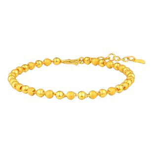 亚一黄金足金999磨砂间光珠手链几何简约手足链气质时尚送礼百搭