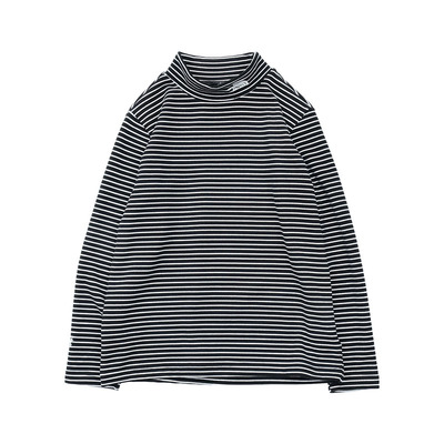 儿童德绒半高领条纹打底衫