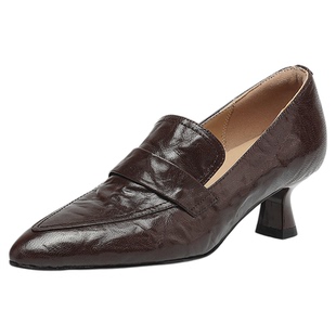 星期六2025爆款尖头气质乐福鞋女不累脚一脚蹬懒人鞋通勤风小皮鞋