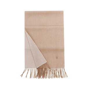 万事利秋冬新品羊绒纯色流苏围巾女保暖百搭情侣围脖-岁月如歌