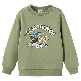 森马儿童卫衣2024新款抑菌加绒上衣冬季户外风印花男童装时尚潮流