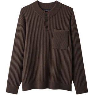 gxg.jeans男装 多色亨利领坑条肌理含羊毛宽松毛衣线衫 25冬新品