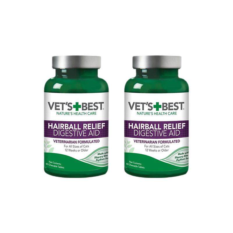 【自营】绿十字VET'S BEST猫草片猫咪专用化毛膏60粒 两瓶装