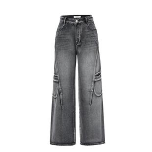 恩瑞妮商场同款2025冬季新款百搭显瘦气质纯色牛仔裤女直筒裤