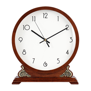 汉时台钟客厅欧式轻奢简约实木坐钟电视柜摆台装饰静音座钟HD251