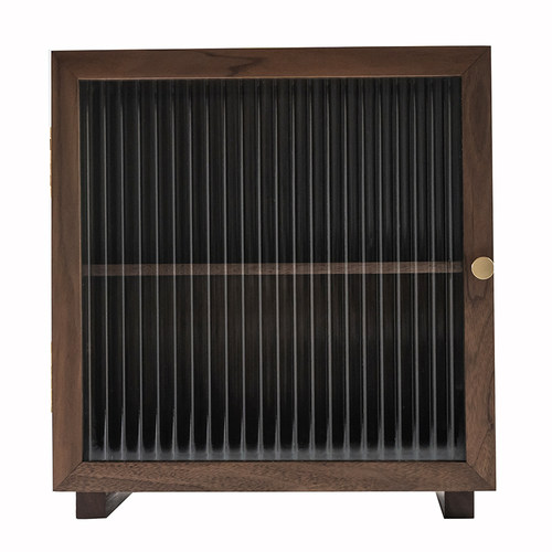 黑胡桃木燕尾榫榫卯小柜子长虹玻璃门储物柜家居护肤品茶杯收纳柜