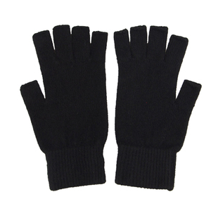 澳洲羊毛羊绒手套女半指冬保暖露指护手指套五指分指手套写字学生