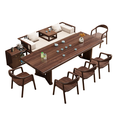 新中式乌金木大板茶桌椅组合