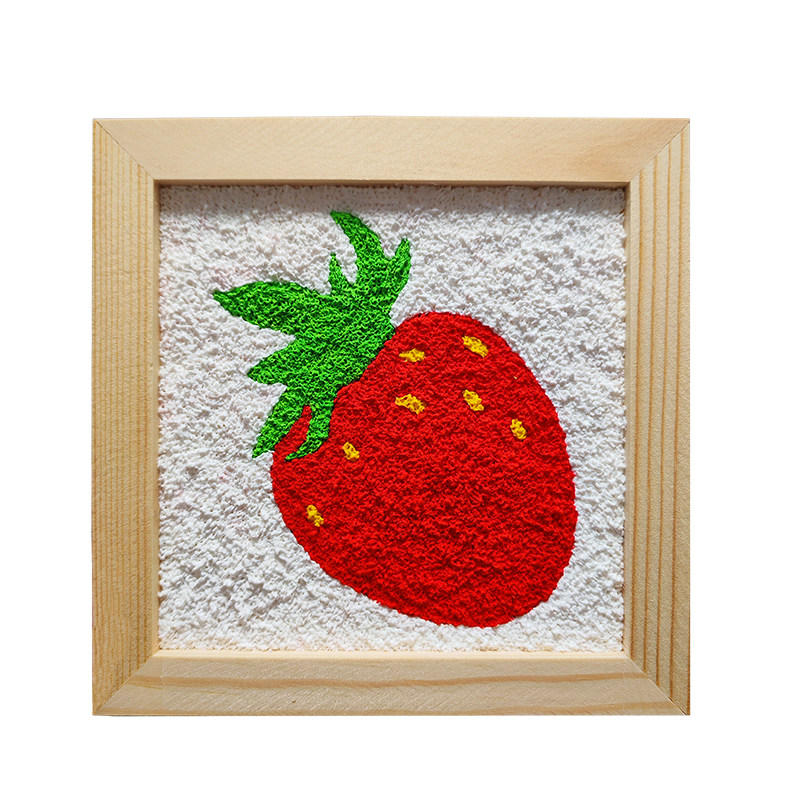 草莓纸浆画数字油画小尺寸亲子画