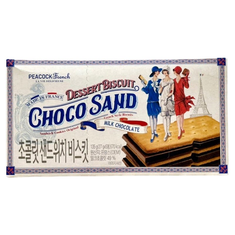 进口PEACOCK牛奶巧克力夹心饼干厚巧克力饼干曲奇饼干韩国代购