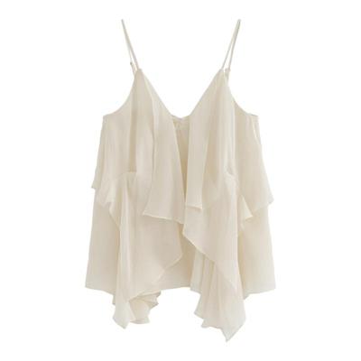 气质不规则荷叶边吊带半裙套装