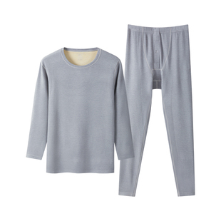 三枪热力弹保暖内衣男华绒羊绒蚕丝加厚贴块绒感抗菌秋衣秋裤套装